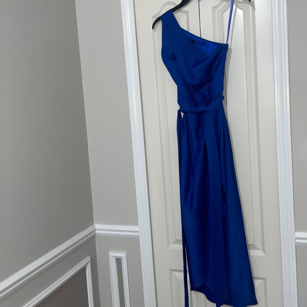 TED BAKER Women's One Shoulder Drape Midi Dress